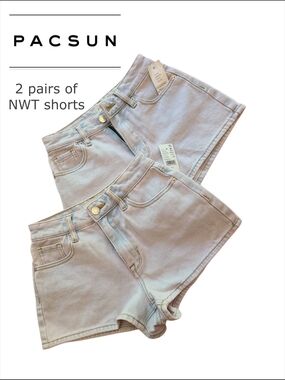 PacSun Women's High-Rise Light Pink Wash Denim Shorts (2 Pairs)